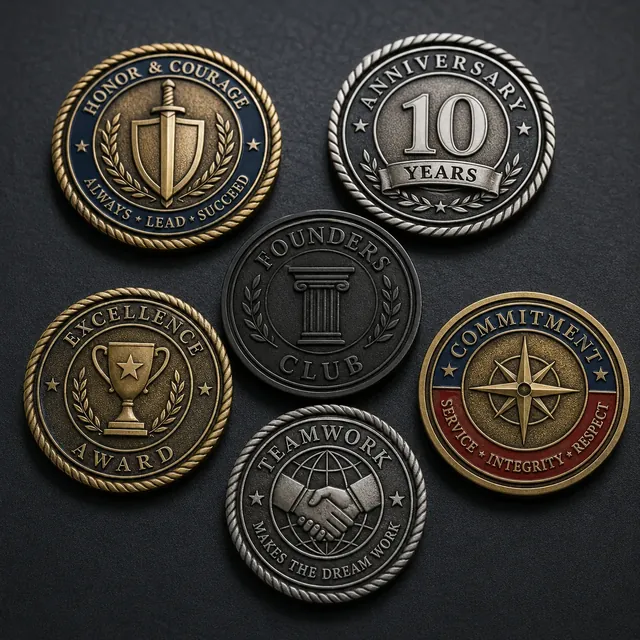 Custom challenge coins with antique finish and raised relief